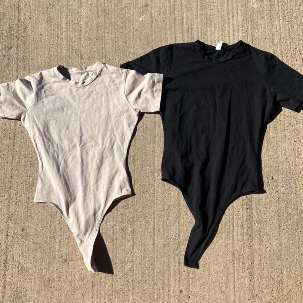 Pair of LA Apparel crewneck bodysuits sz xs